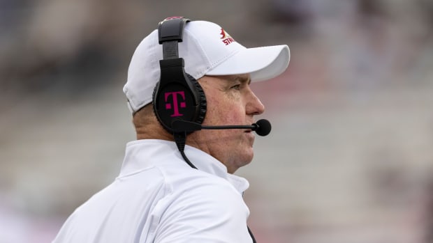 May 7, 2022; Birmingham, AL, USA; Birmingham Stallions head coach Skip Holtz looks on during the first half at Protective Stadium. Mandatory Credit: Vasha Hunt-USA TODAY Sports  